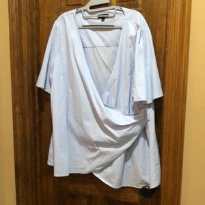 Lane Bryant, never worn, blue and white checked Crisscross short sleeve